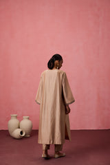 Champagne chanderi dori work  and resham embroidered kurta paired with pant & organza dupatta