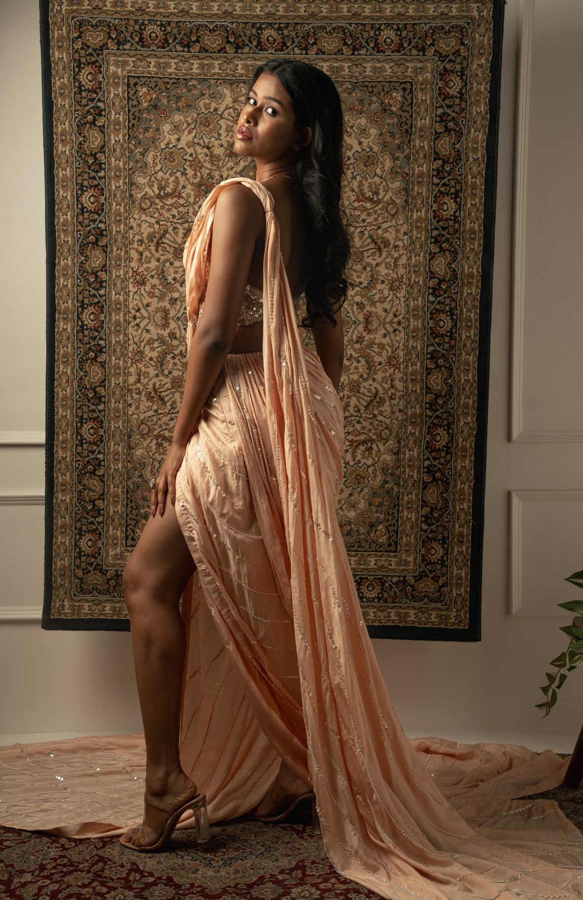 Peach Saree