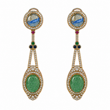 Slate Blue & Jade Green Semi-Precious Drop Earrings