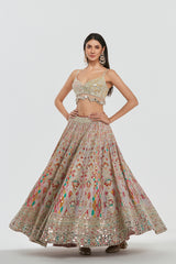 Mirror work , zari , dori thread