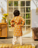 Yellow Printed Kurta with Salwar
