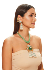 Carved Emerald Detachable Necklace