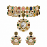 Multicolour Semi-Precious Stone Moissanite Choker Set