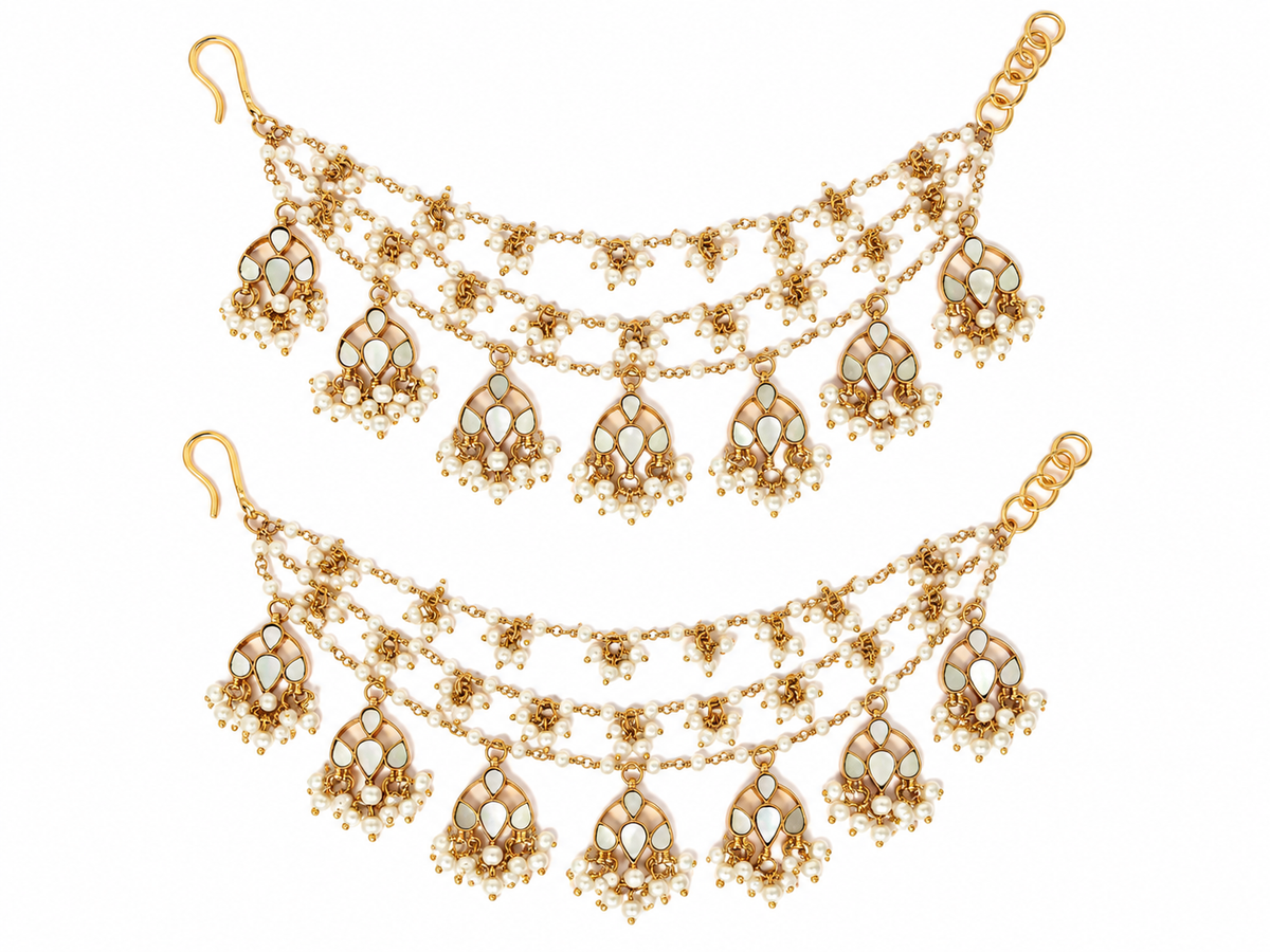 Pearl Kundan Layered Earchain 60