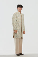 Sherwani -Neo tech , Kurta and stole heavy chanderi , Pant - Cotton twill