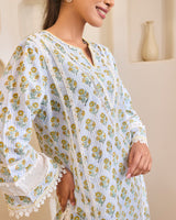 Blue Charm Cotton Kurta with Tulip Pants