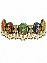 Navratna Multicolor Kundan Choker Earring Set