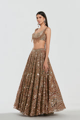 Mirror work , zari , lurex thread, glass beads