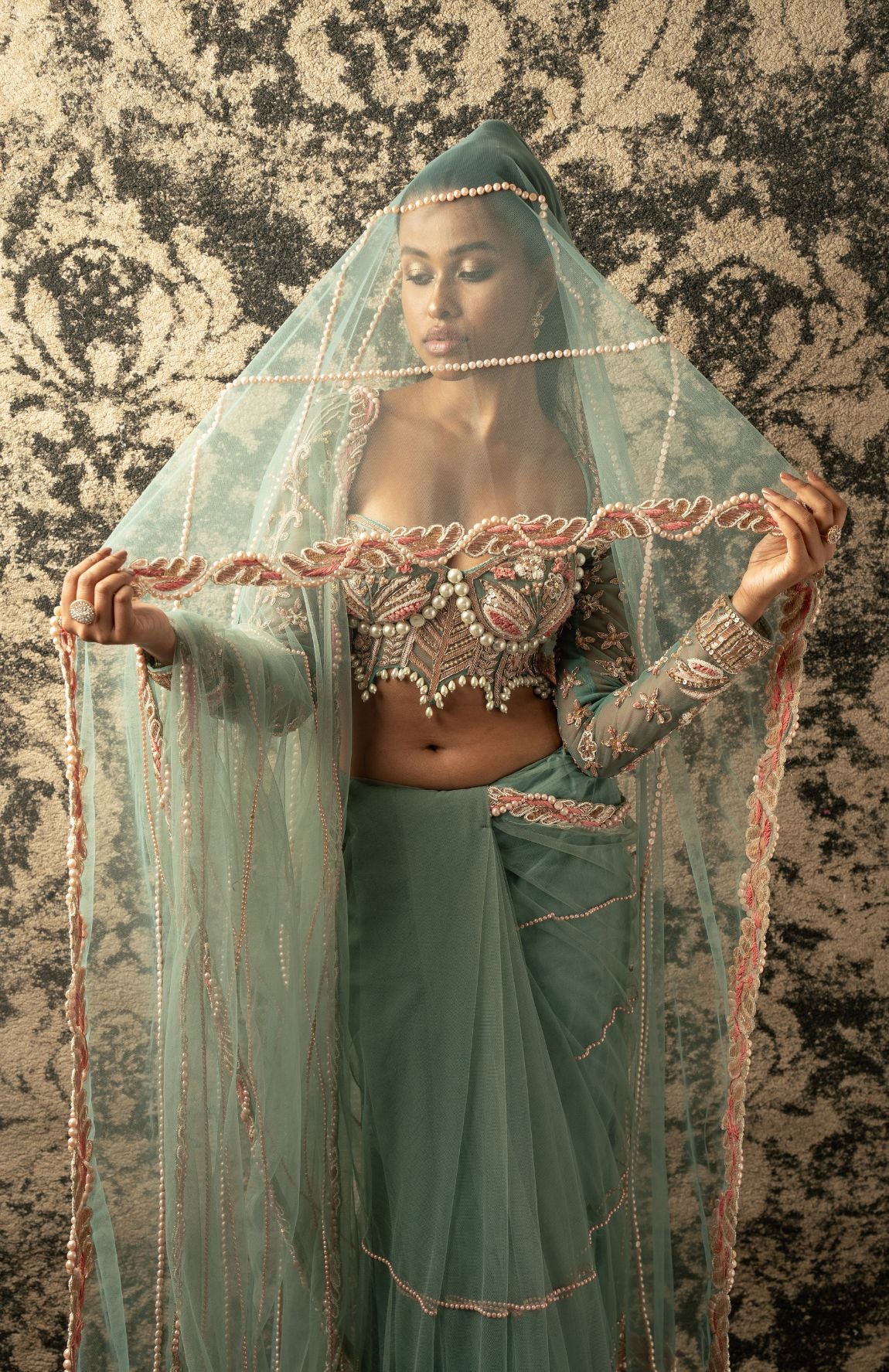 Dusky Turquoise Saree