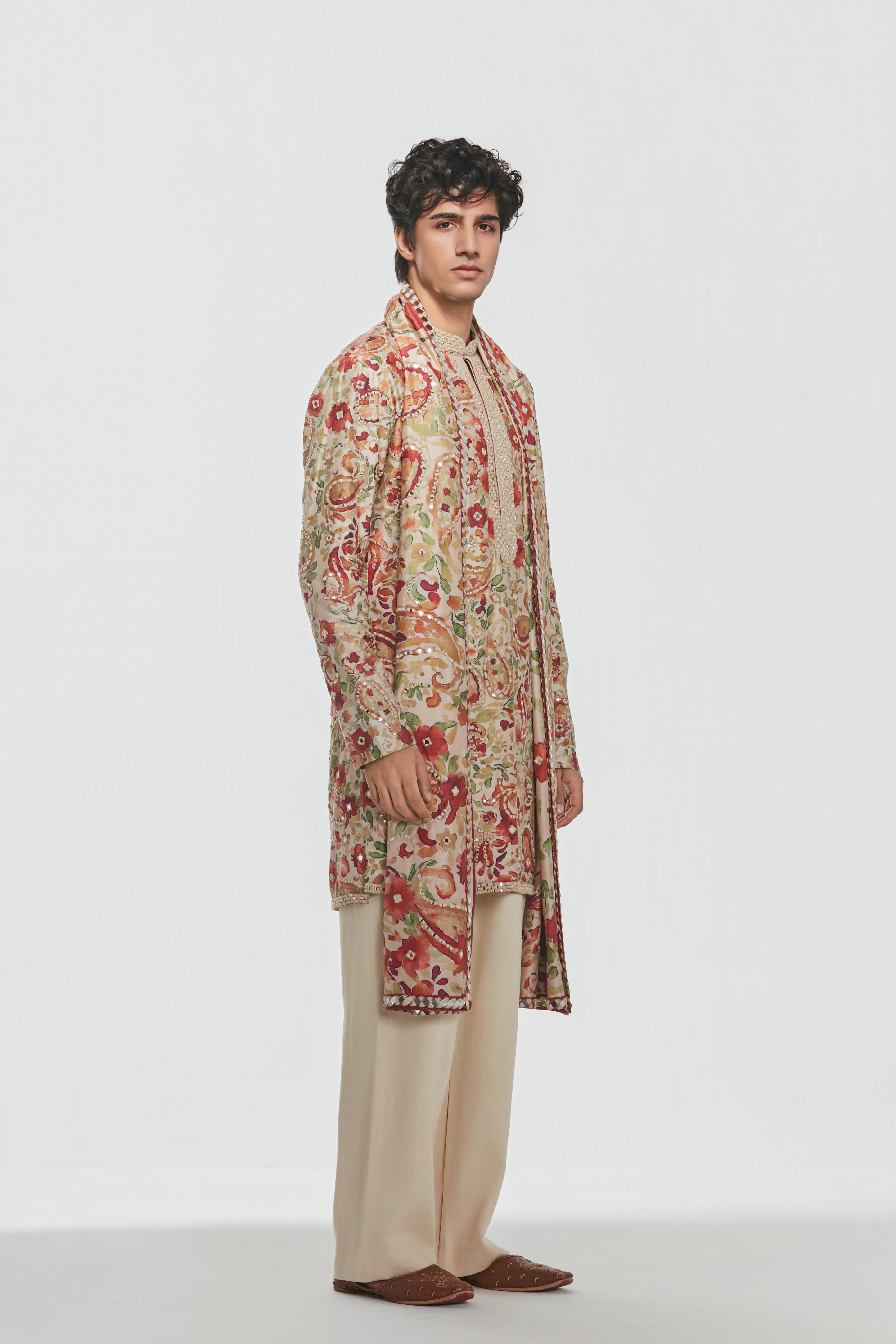 Kurta and stole - Heavy chanderi , Pant-Cotton twill