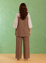 Khaaki Panel Handloom Cotton Co-ord Set
