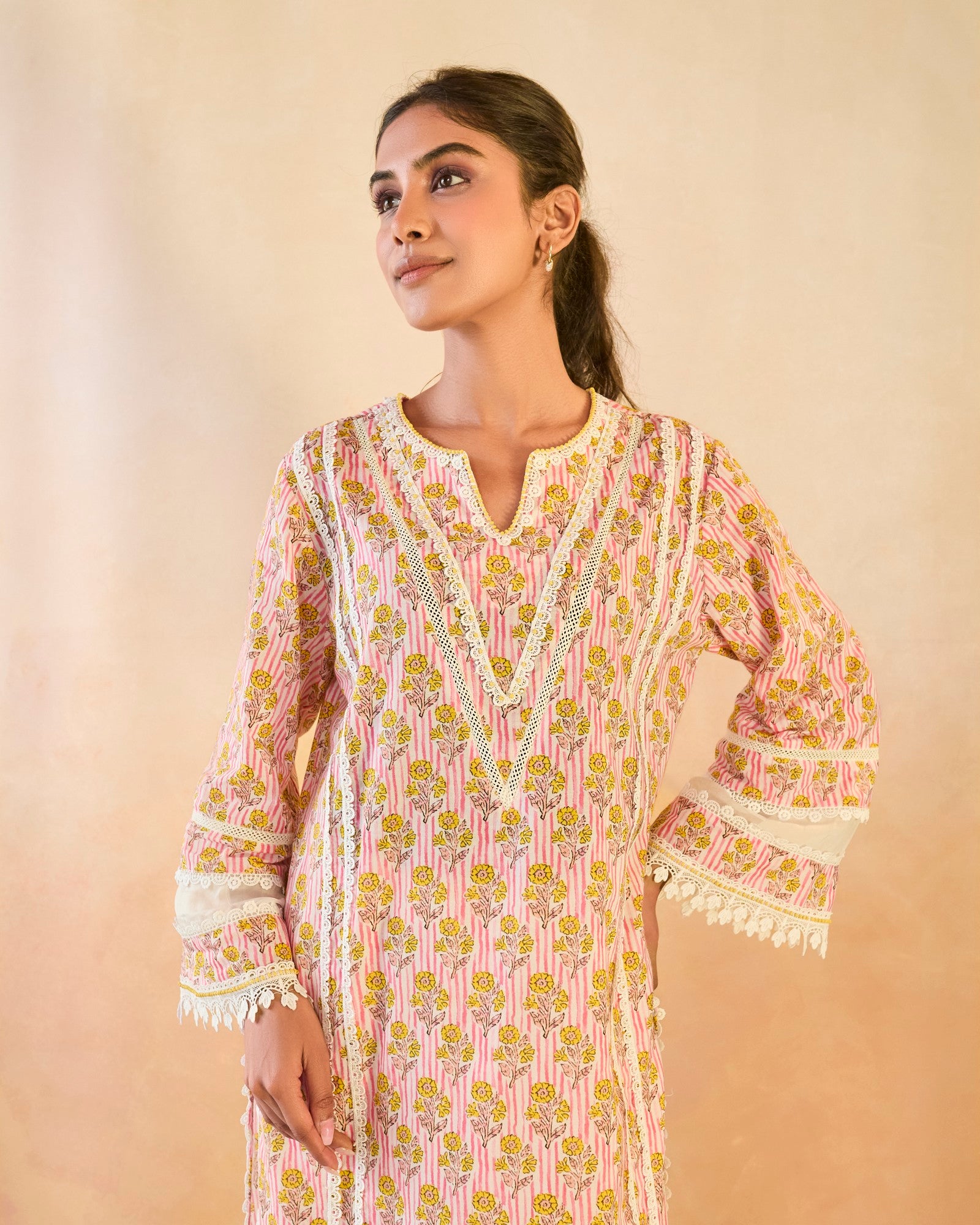 Pink Charm Cotton Kurta with Tulip Pants