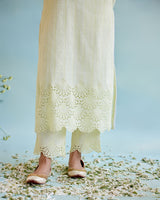 Yellow Petal Cotton Dobby Kurta with Cotton Dobbby Narrow Pants