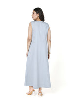Steel Grey Sleeveless Cotton Dress for Urban Picnics