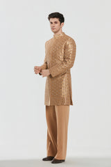 Sherwani - Shimmer , Kurta - Heavy Chanderi , Pant - cotton twill