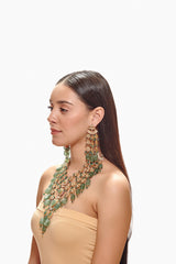 Carved Emerald and Kundan Necklace Set