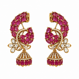 Pink Stone Peacock Statement Earrings 50