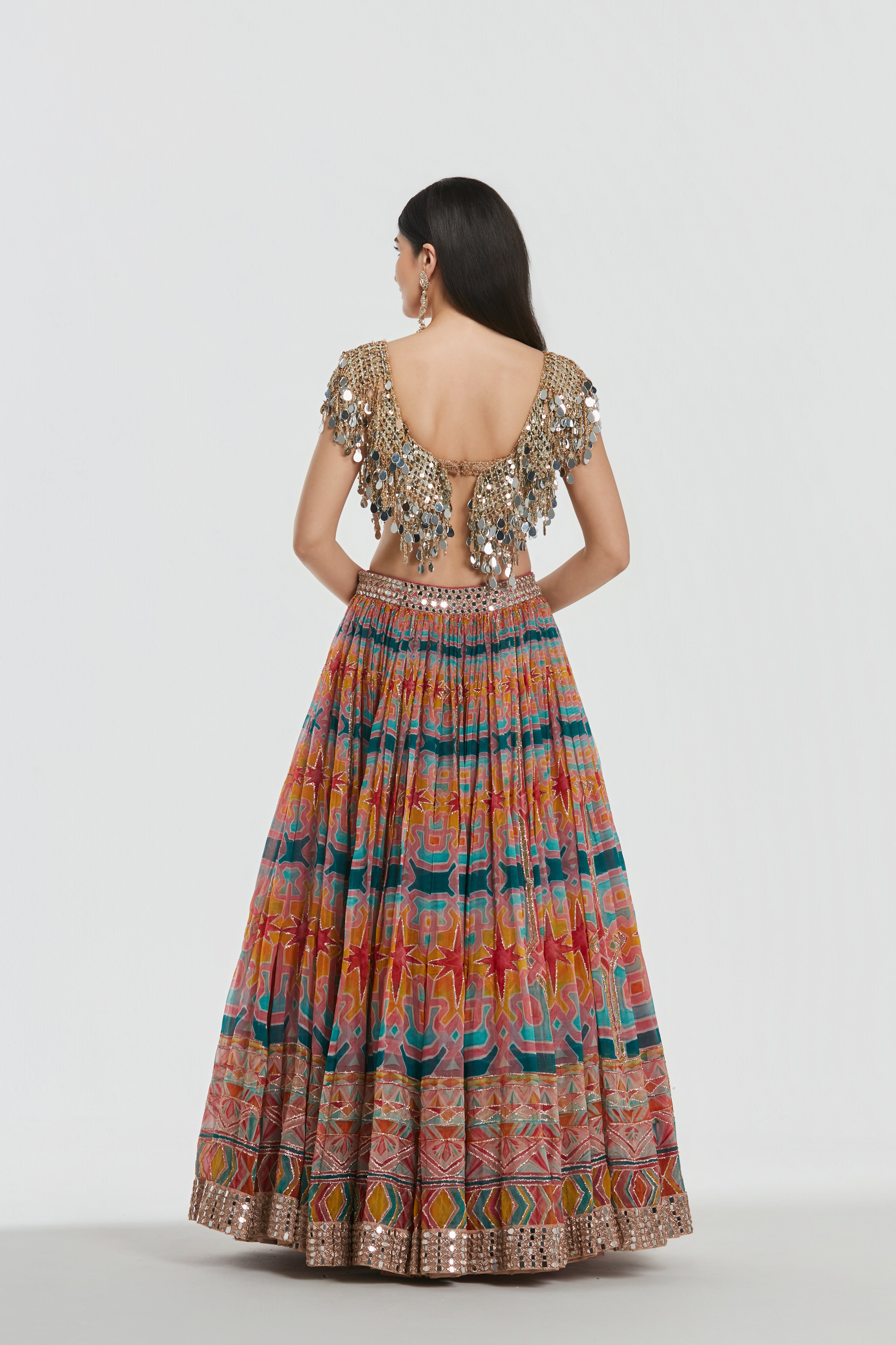 Mirror work , zari , dori thread , sequins