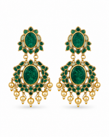 Emerald Stone Gold-Tone Statement Earrings 45