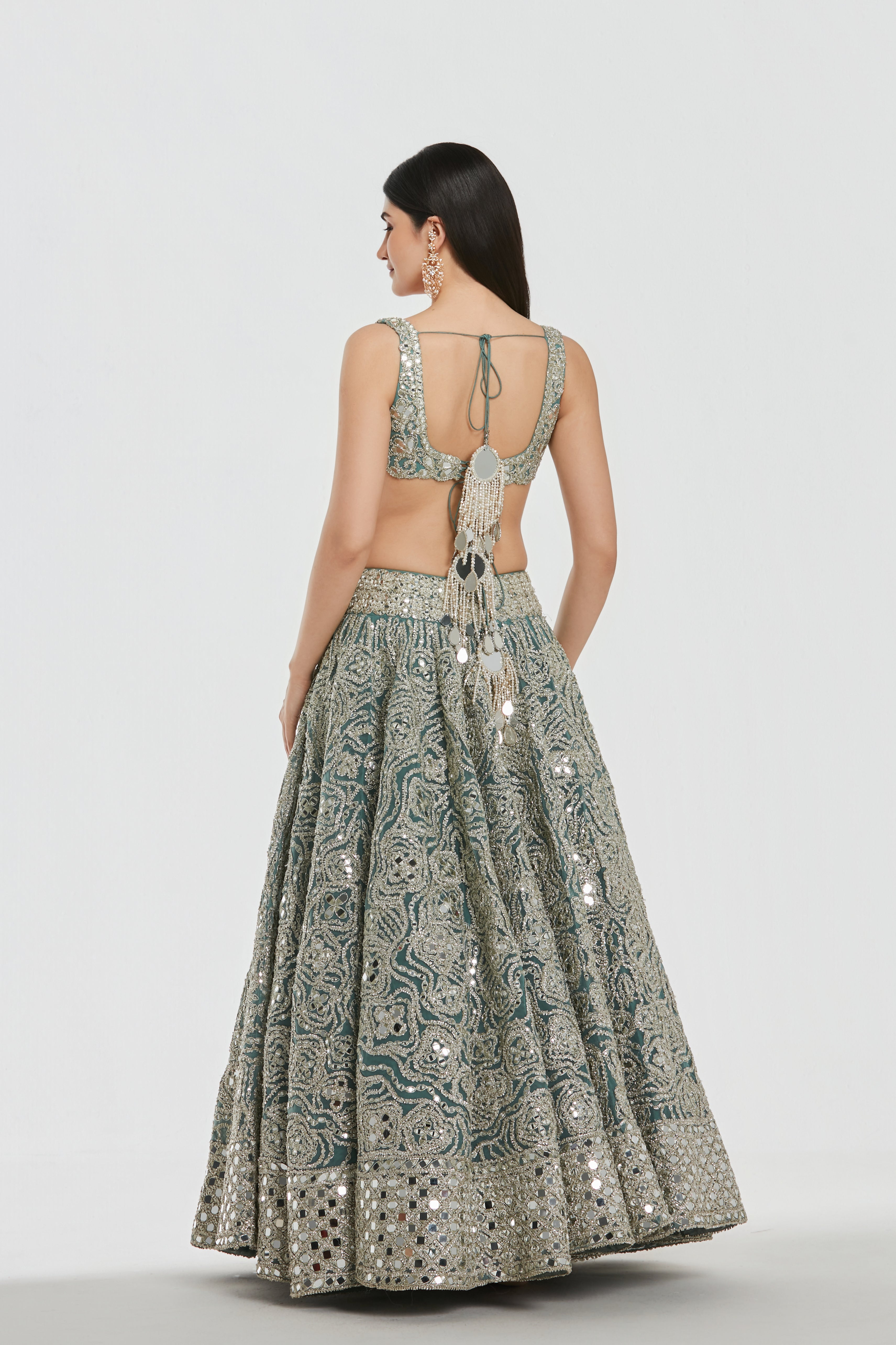 Mirror work , zari , dori thread