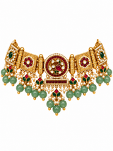 Multicolour Polki Statement Necklace Set 11