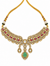 Ruby and Emerald Moissanite Choker Necklace Set