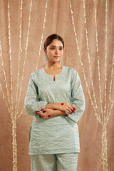 Blue Moroccan Dori Kurta with 
Flared Pants
