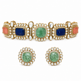 Multicolour Semi-Precious Stone Kundan Choker Set