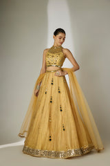 Gold Mirror Lehenga Set