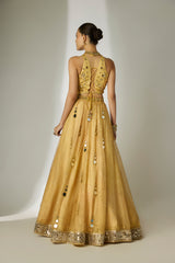 Gold Mirror Lehenga Set