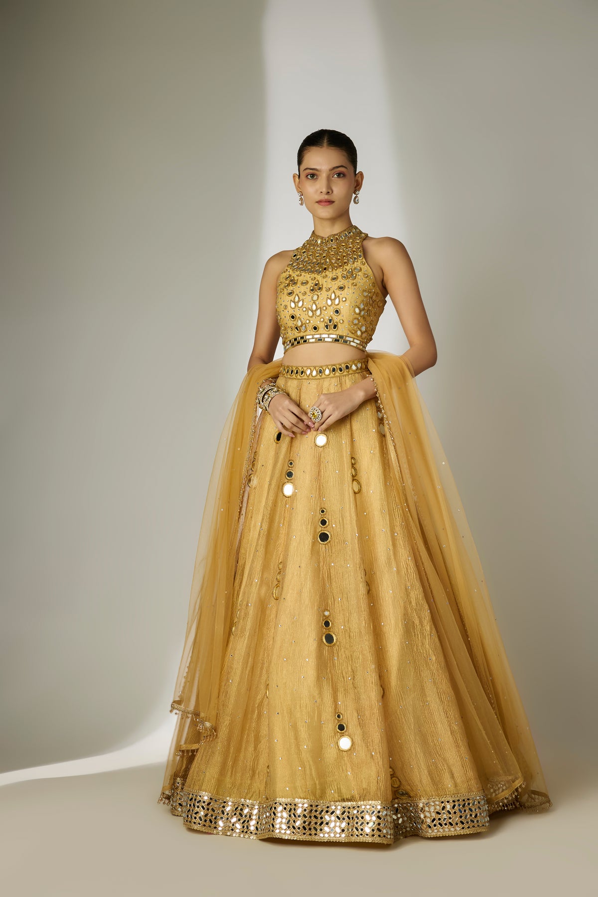 Gold Mirror Lehenga Set