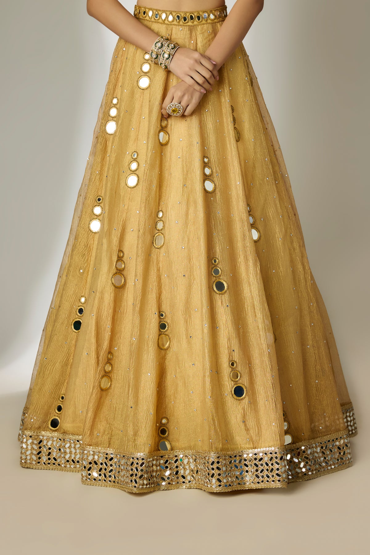 Gold Mirror Lehenga Set