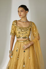Gold Mirror Lehenga Set