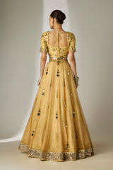 Gold Mirror Lehenga Set