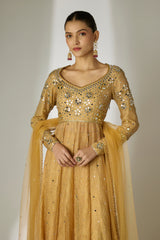 Gold Mirror Anarkali Set