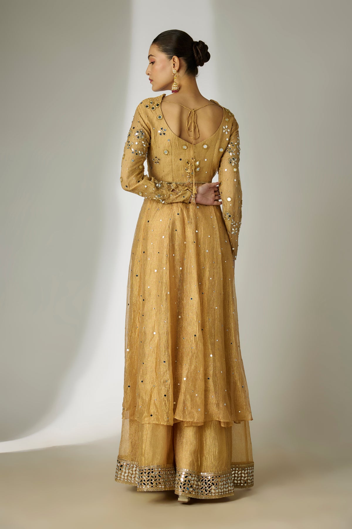 Gold Mirror Anarkali Set
