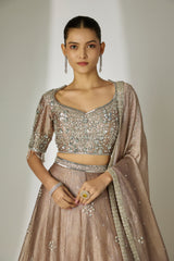 Grey Floral Sequin Lehenga Set