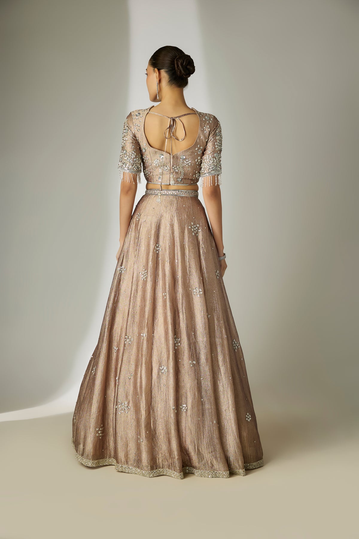 Grey Floral Sequin Lehenga Set