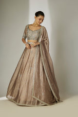 Grey Floral Sequin Lehenga Set