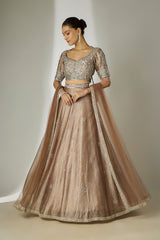 Grey Floral Sequin Lehenga Set