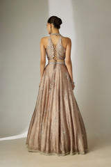 Grey Floral Halter Lehenga Set