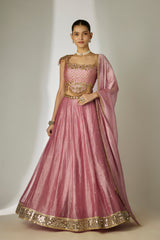 Pink Gold Sequin Lehenga Set