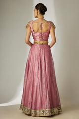 Pink Gold Sequin Lehenga Set