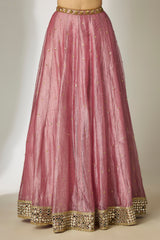 Pink Gold Sequin Lehenga Set