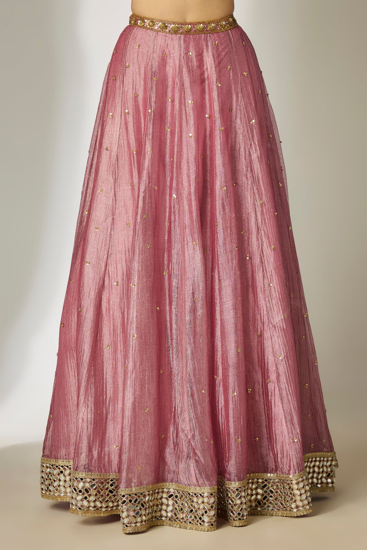 Pink Gold Sequin Lehenga Set