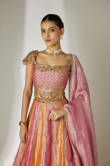 Pink & Orange Sequin Lehenga Set