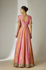 Pink & Orange Sequin Anarkali Set