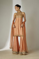 Rust Orange Sharara Set