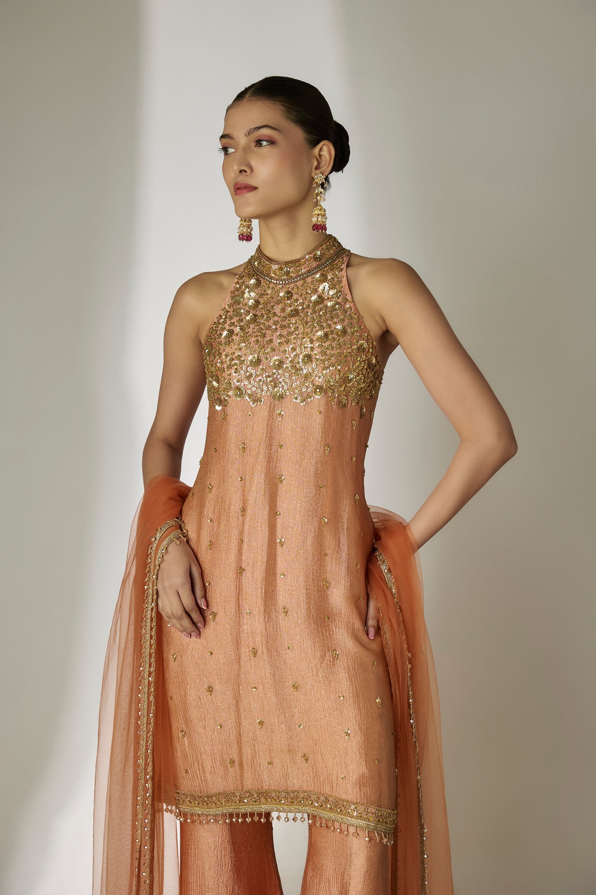 Rust Orange Sharara Set