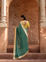 Sage Green Pure Georgette Handloom Gota Patti Saree